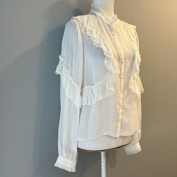 LoveShackFancy Jelena Silk Blouse in Antique White XS $395 - Picture 12 of 16